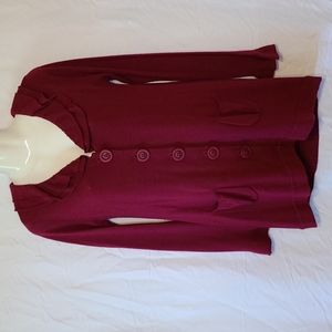 Purple/Magenta Sweater Cardigan, Ruffle detail, Nick & Mo, Small